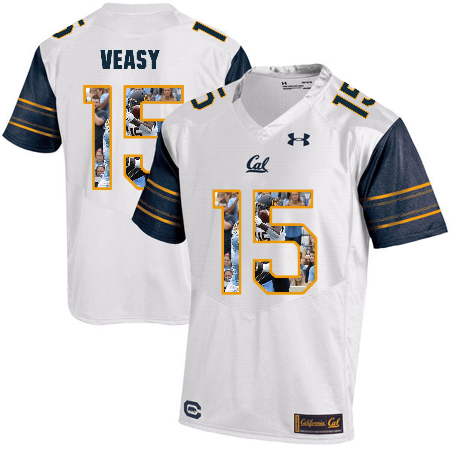 Men California Golden Bears #15 Jordan Veasy White Customized NCAA Jerseys->customized ncaa jersey->Custom Jersey